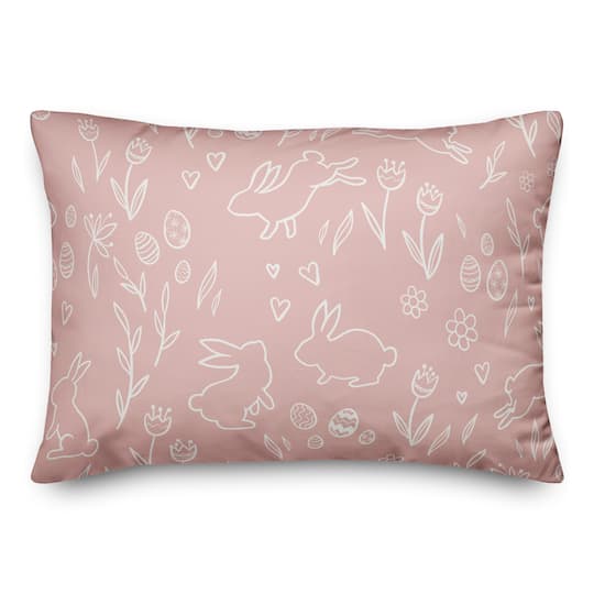 Simple Pink Easter Bunny Throw Pillow